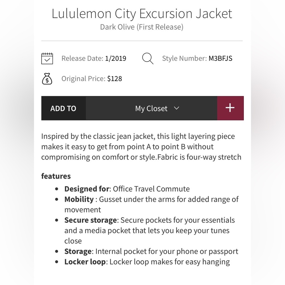 EUC! lululemon Mens City Excursion Jacket DARK OLIVE - Picture 11 of 11